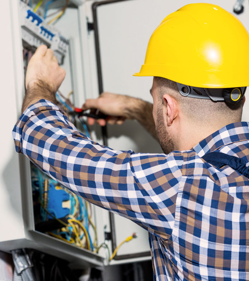 Electrician working repair installation